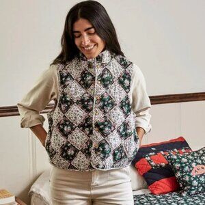 Clare V NWT  Timothé Black & Lilac Quilted Floral Vest size XXL